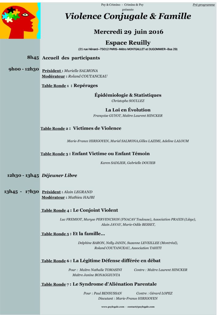 Colloque Violence Conjugale & Famille Repro